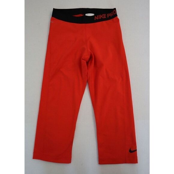 Nike Pro 589366 696 Women's Sz S Red Dri-Fit Compression 3/4 Leg Training Capris - Picture 1 of 10